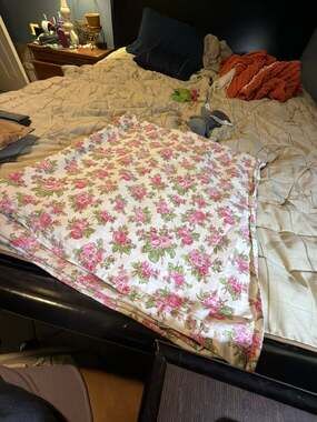 Laura Ashley Vintage Pink Rose Floral Print Queen Flat Bed Sheet cottagecore
